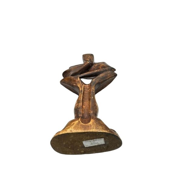 Handcrafted Abstract Wooden Sculpture Of A Thinking Man - Picture 5 of 6